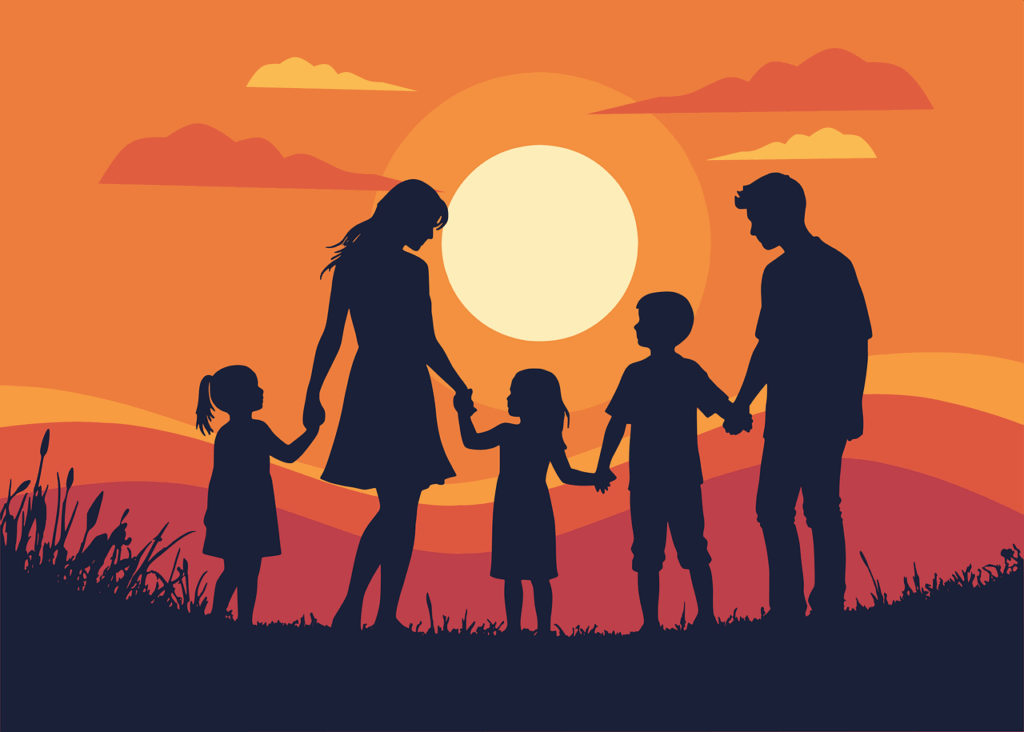 family-9232499_1280 family sunset silhouette